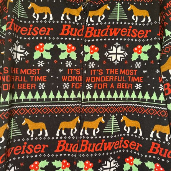 Budweiser men's size XL one piece clydesdales beer holiday Christmas pajamas pjs - Picture 8 of 12